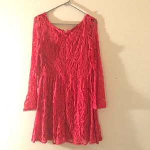 Coral lace Dress - large